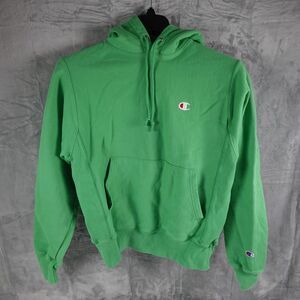Champion Hoodie Mens Small Green Reverse Weave Pullover Sweatshirt Logo GF68